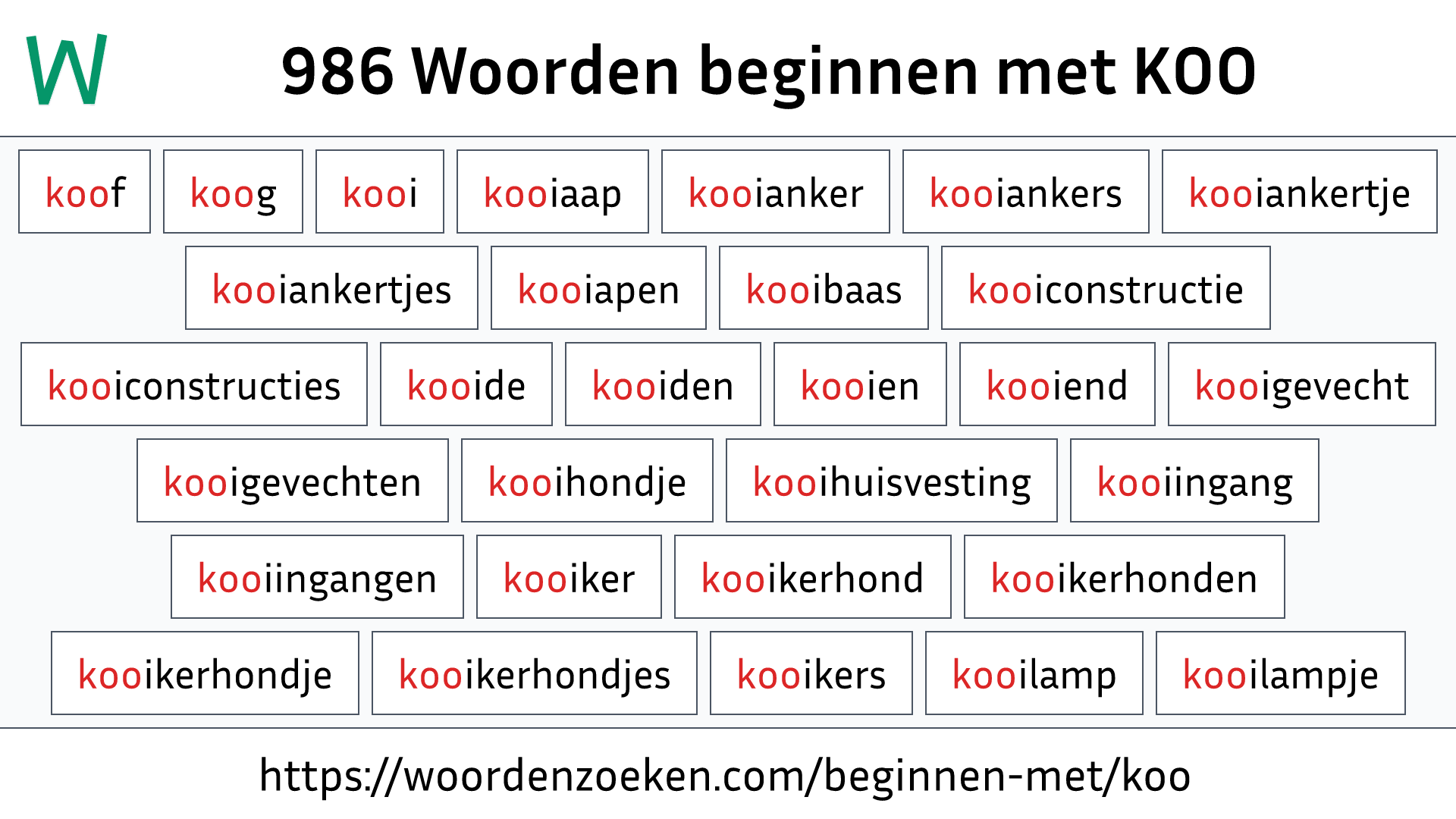 Woorden beginnen met KOO