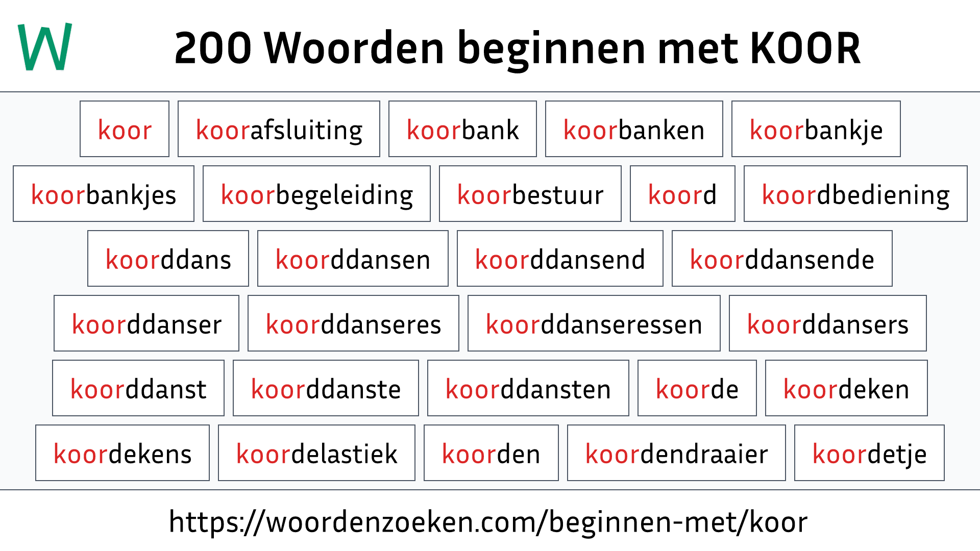 Woorden beginnen met KOOR