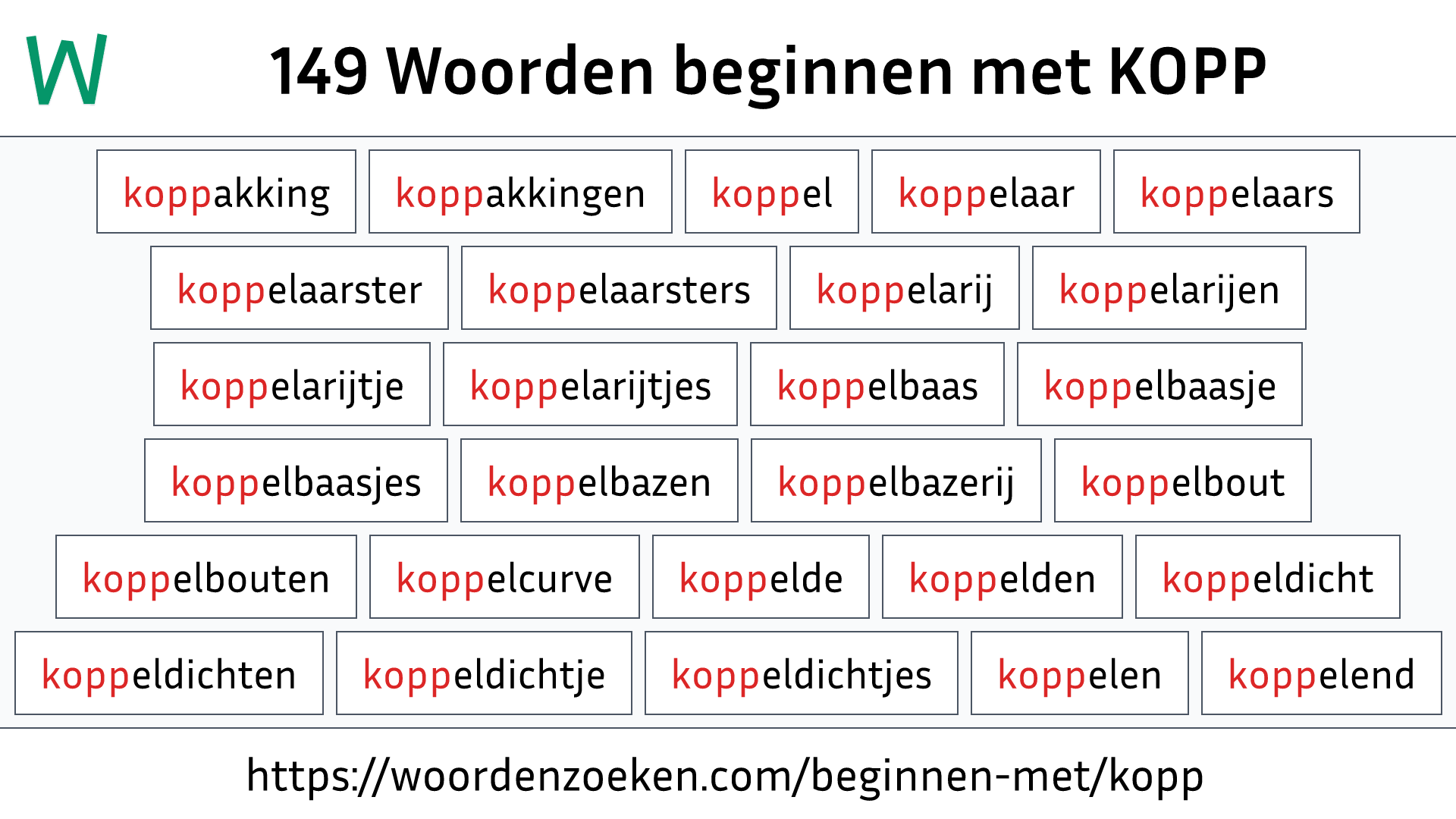 Woorden beginnen met KOPP