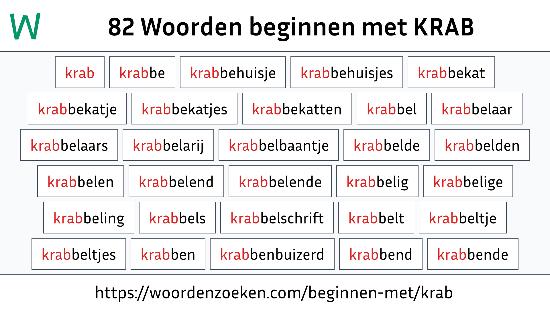 Woorden beginnen met KRAB