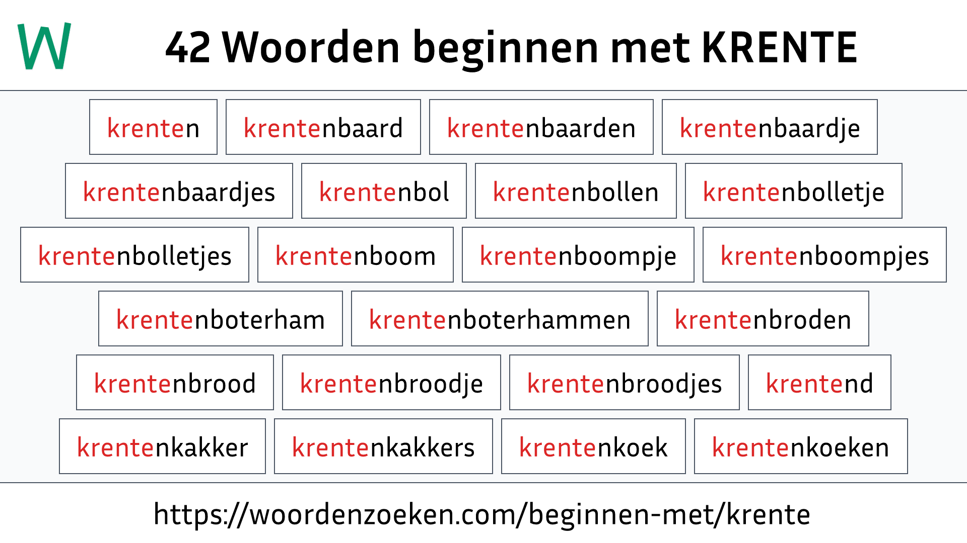 Woorden beginnen met KRENTE