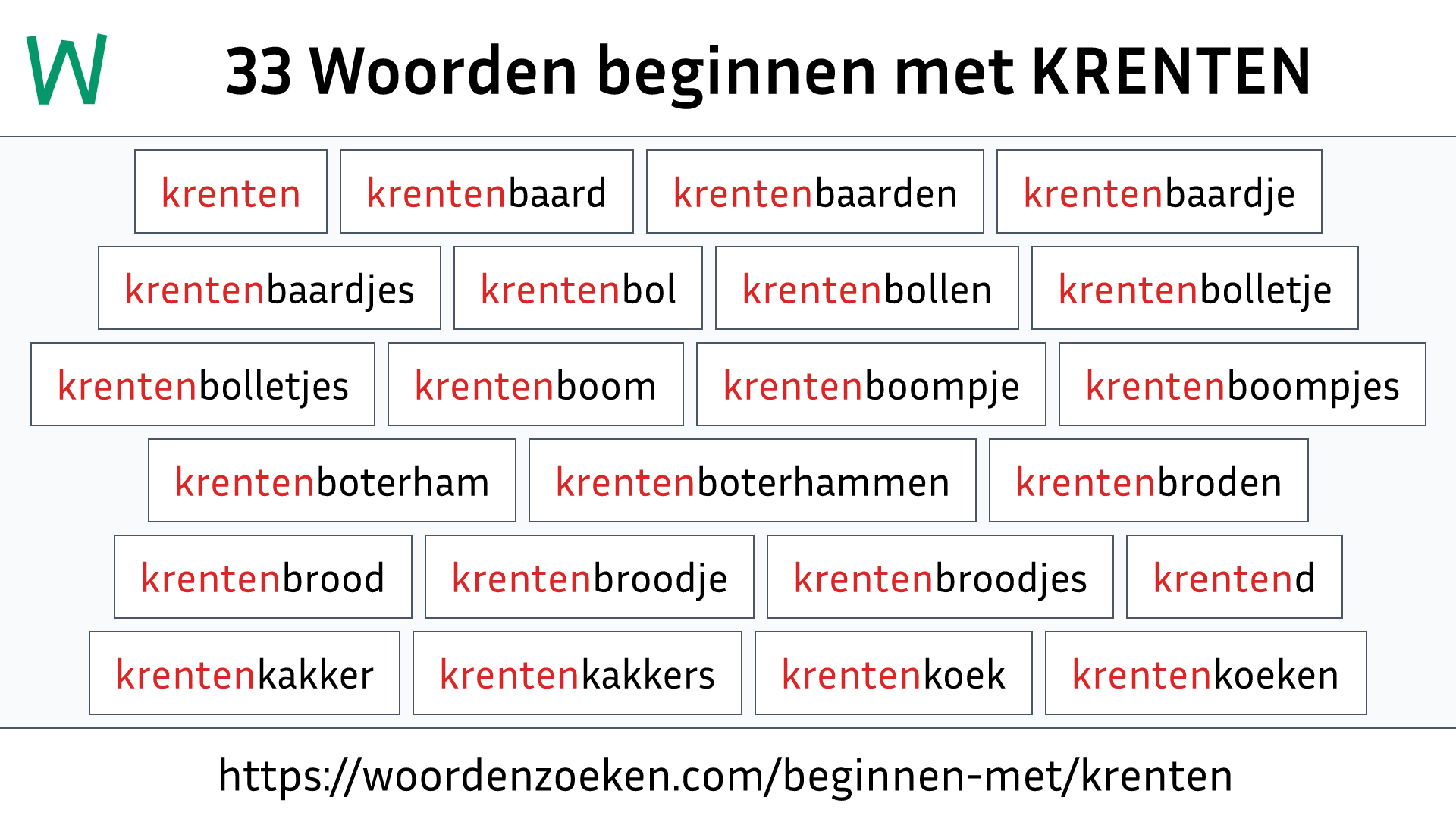 Woorden beginnen met KRENTEN