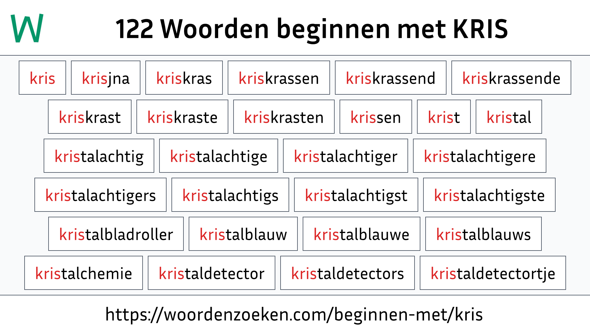 Woorden beginnen met KRIS