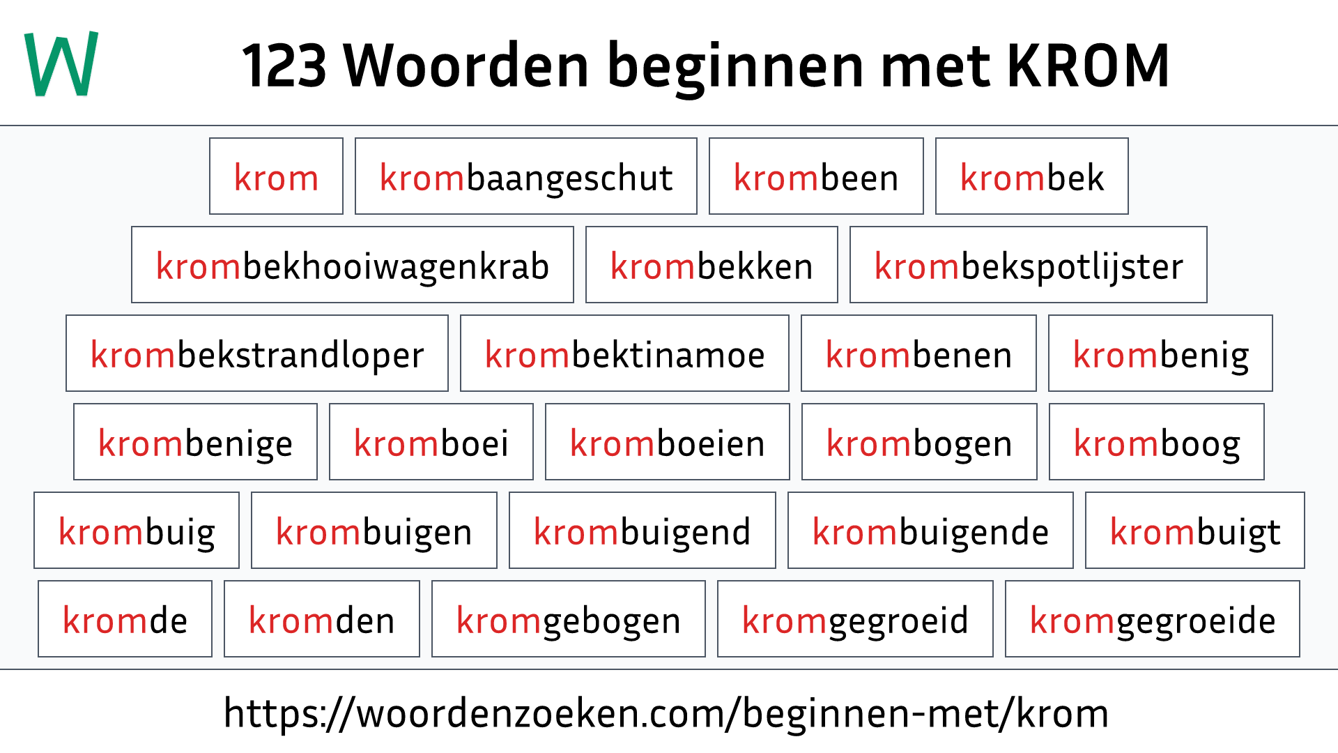 Woorden beginnen met KROM