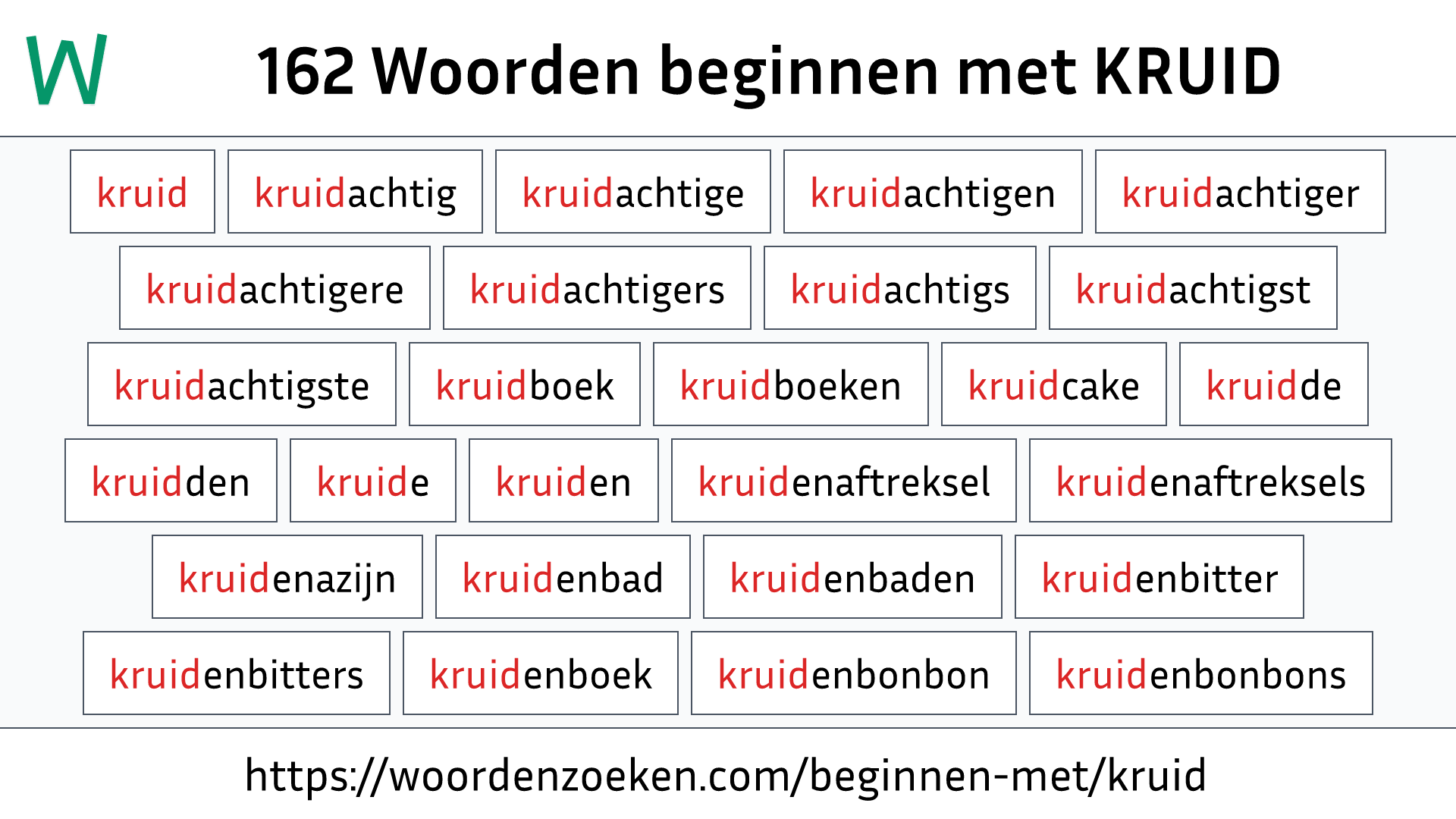 Woorden beginnen met KRUID