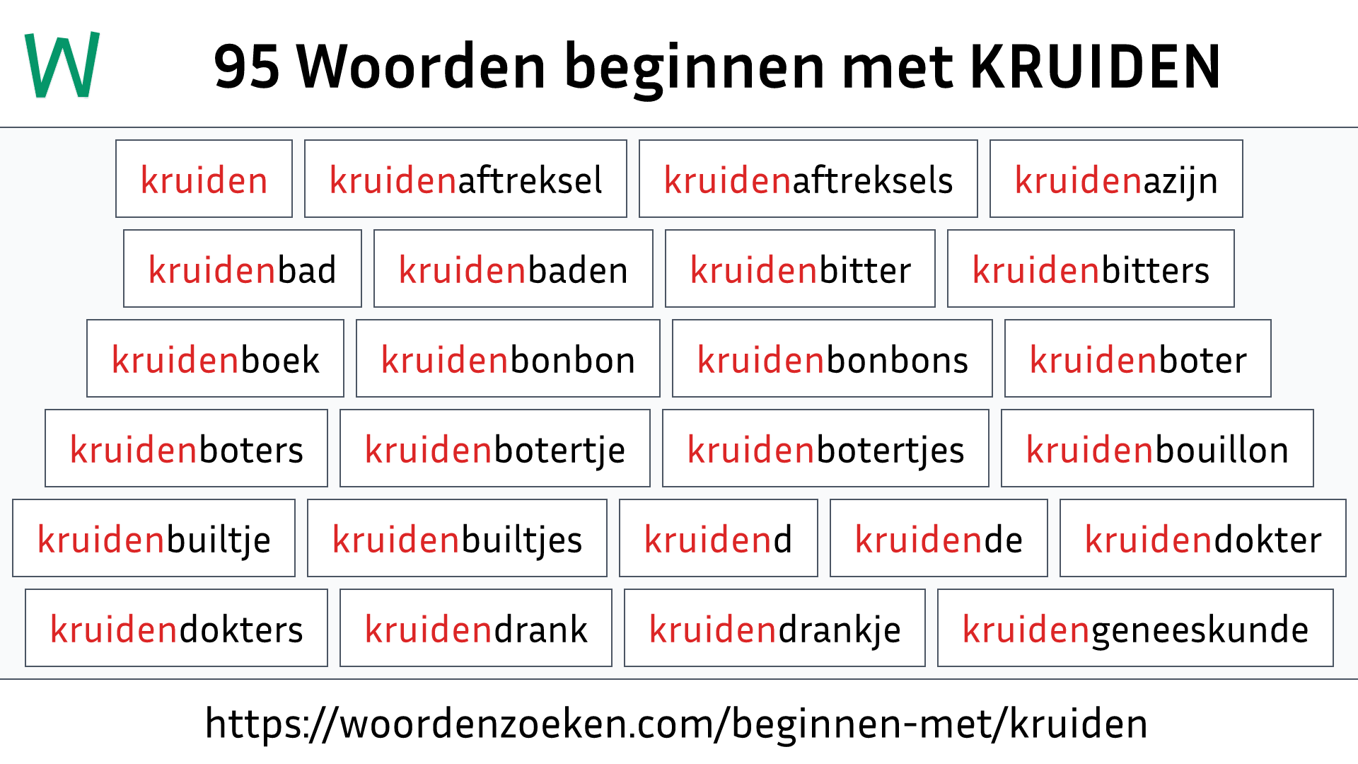 Woorden beginnen met KRUIDEN