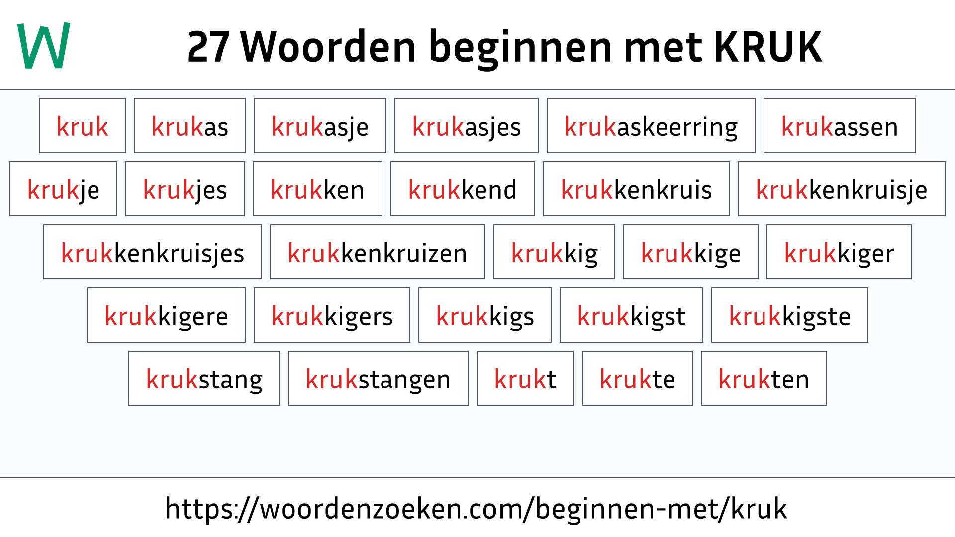 Woorden beginnen met KRUK