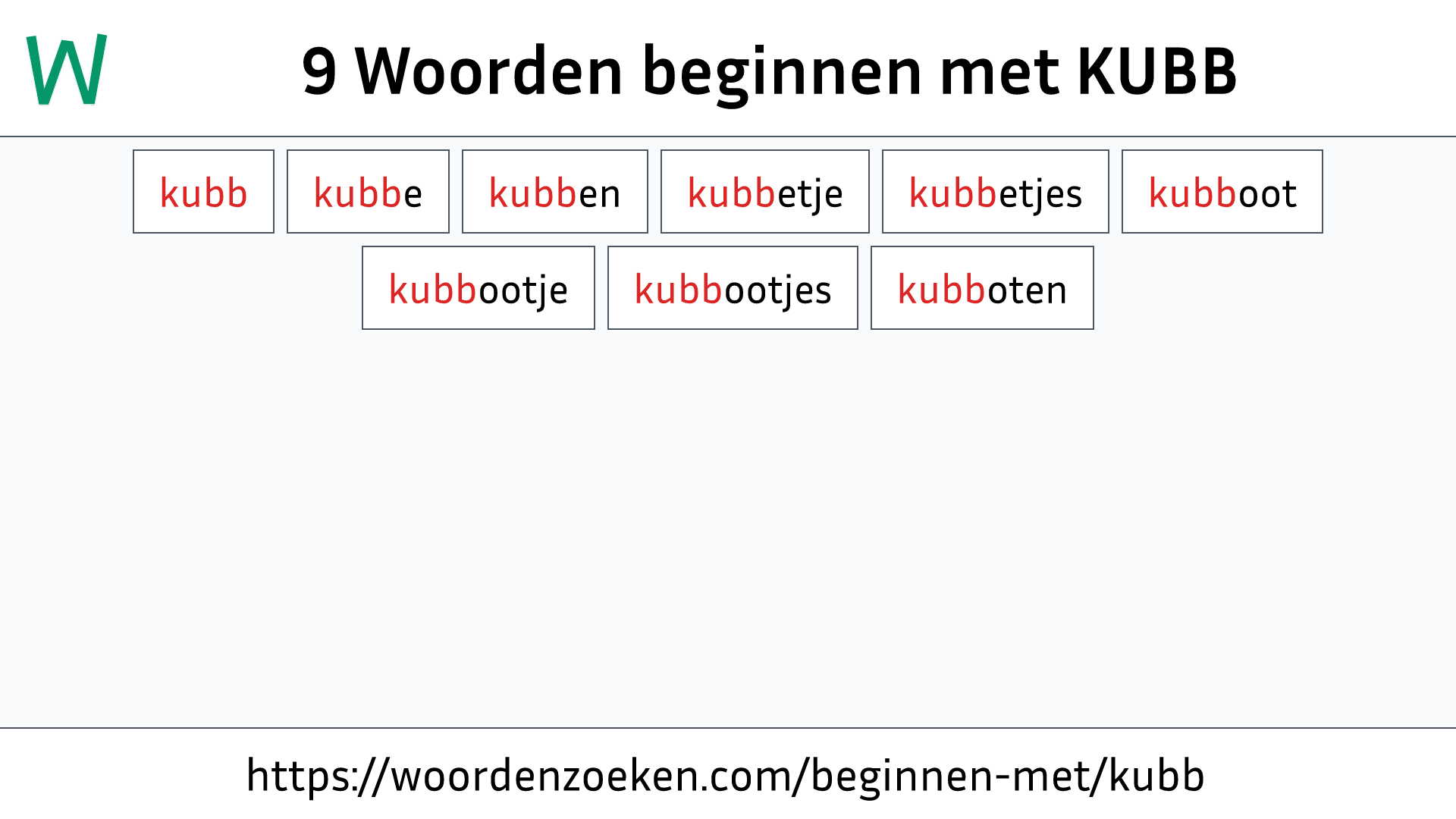 Woorden beginnen met KUBB