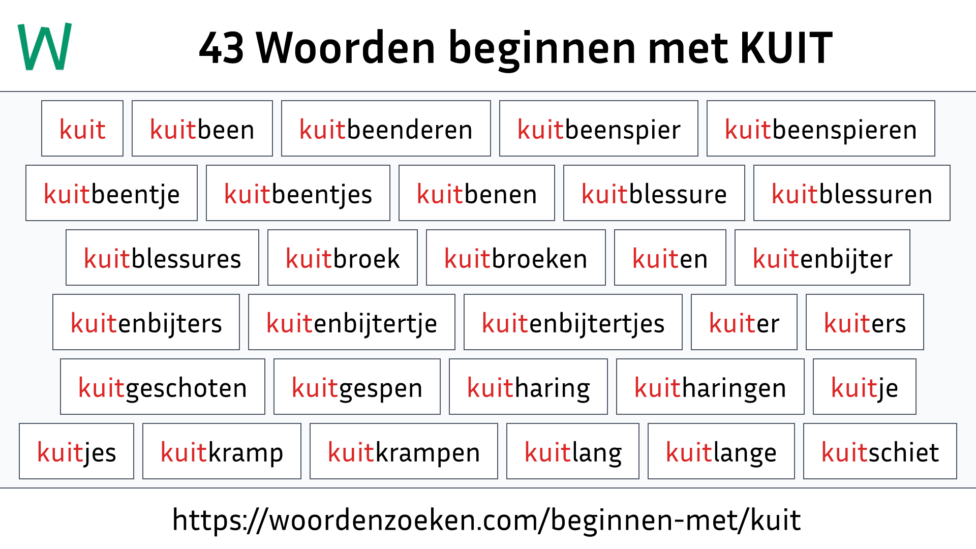 Woorden beginnen met KUIT
