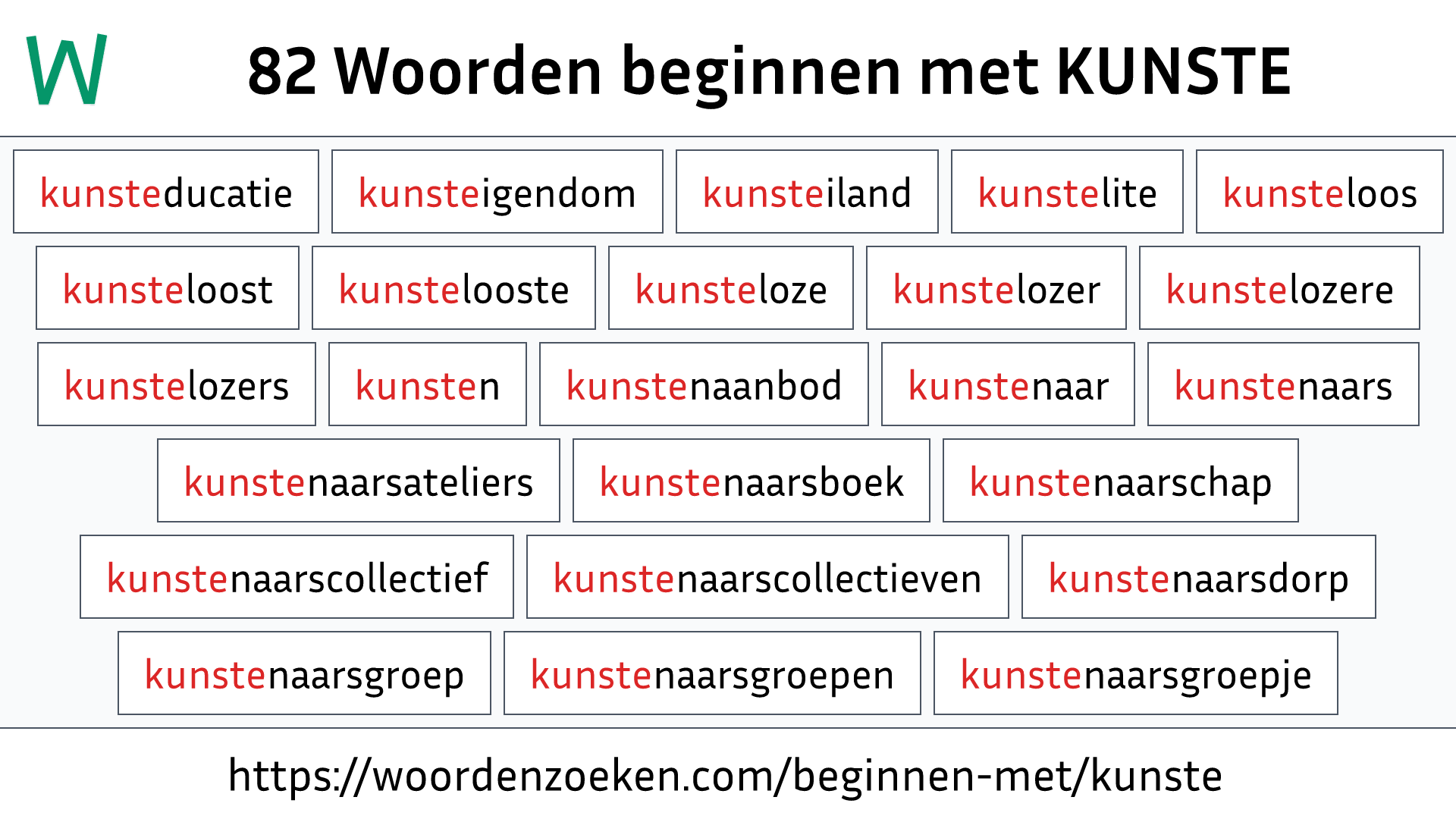 Woorden beginnen met KUNSTE