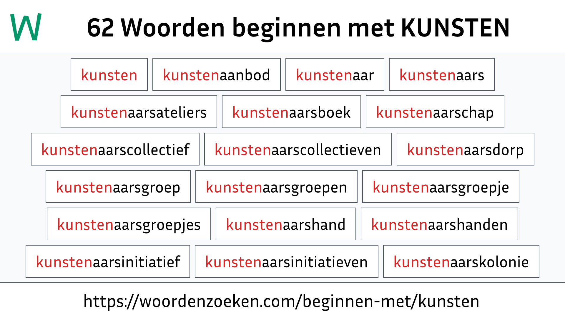 Woorden beginnen met KUNSTEN