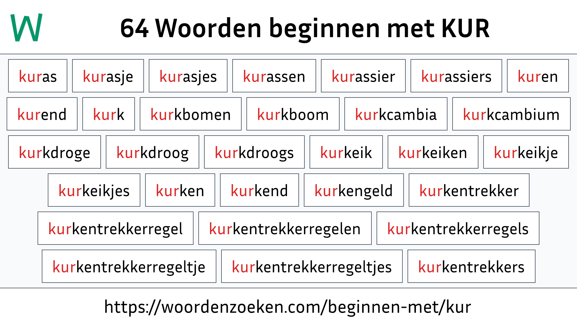 Woorden beginnen met KUR