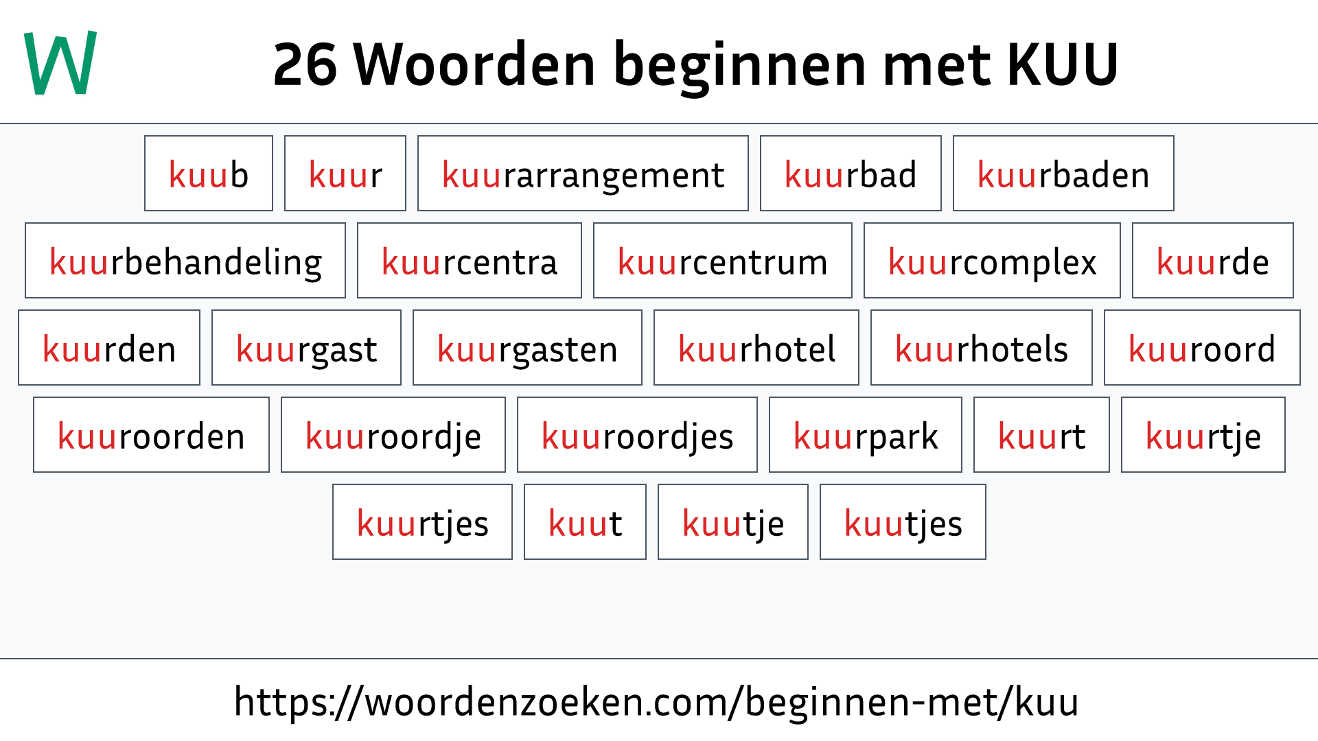 Woorden beginnen met KUU