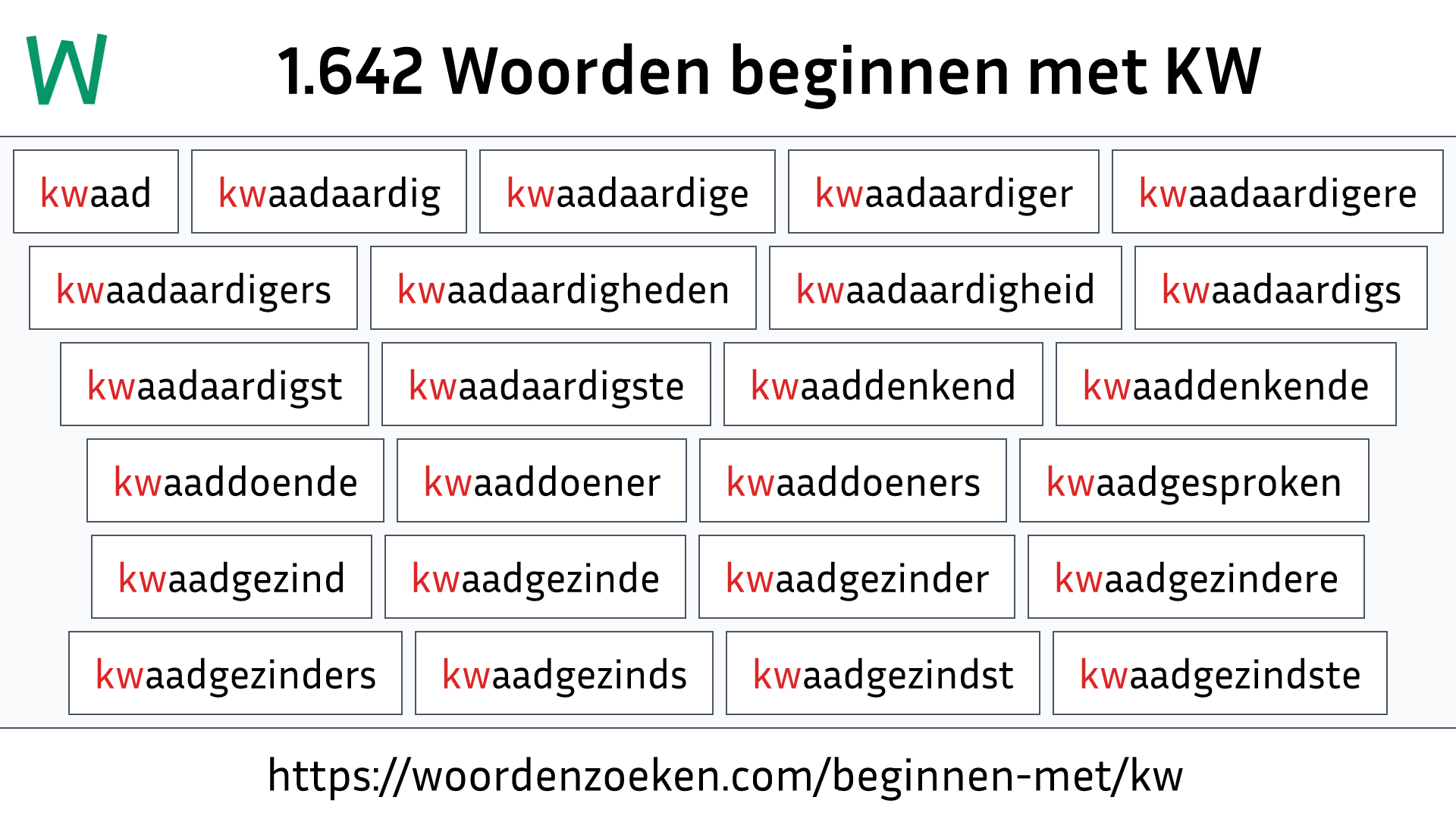 Woorden beginnen met KW