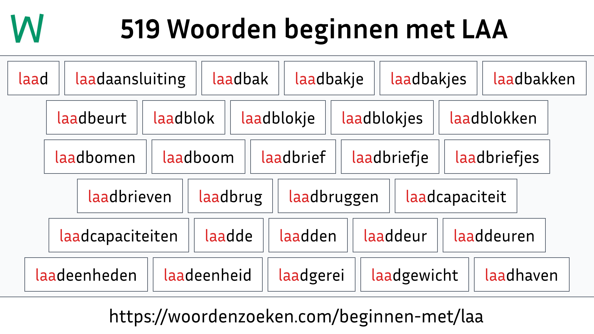 Woorden beginnen met LAA