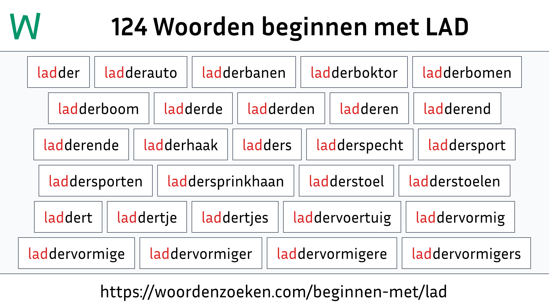 Woorden beginnen met LAD