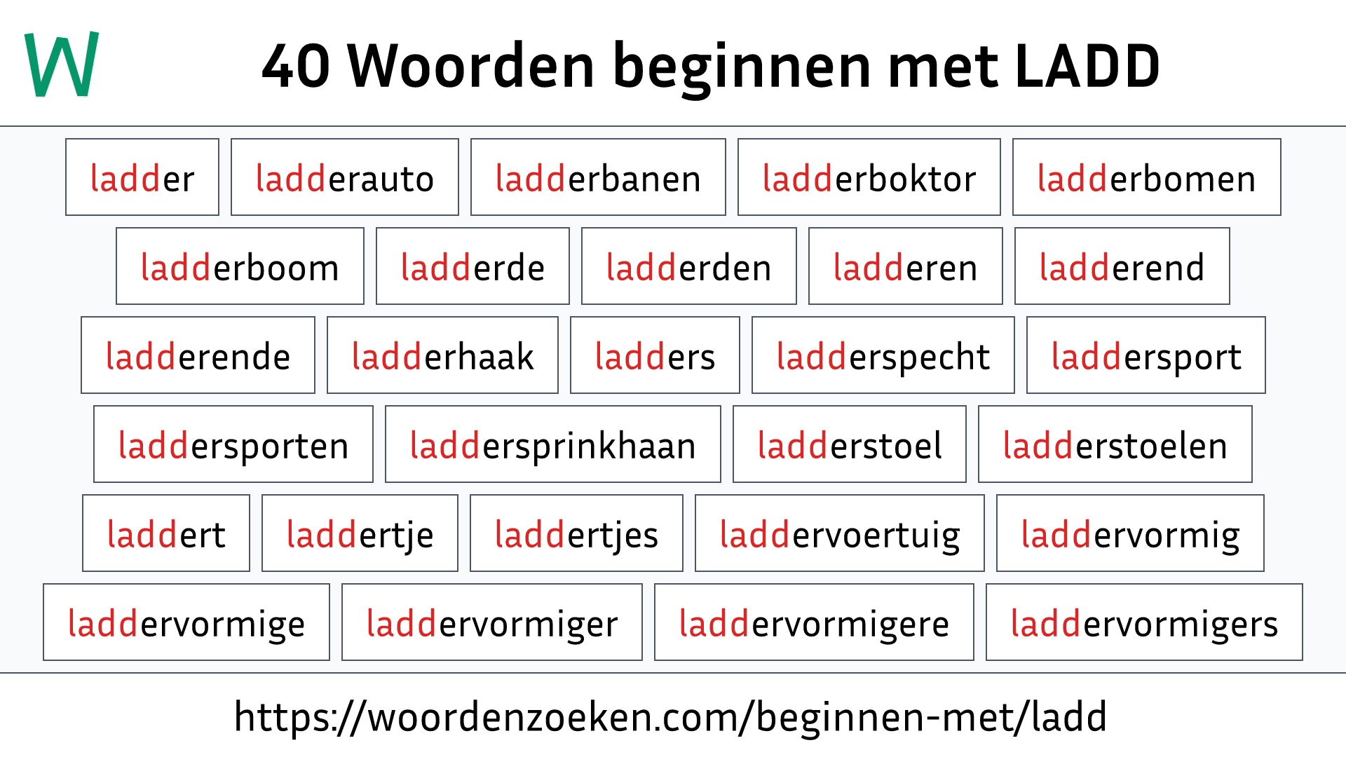 Woorden beginnen met LADD