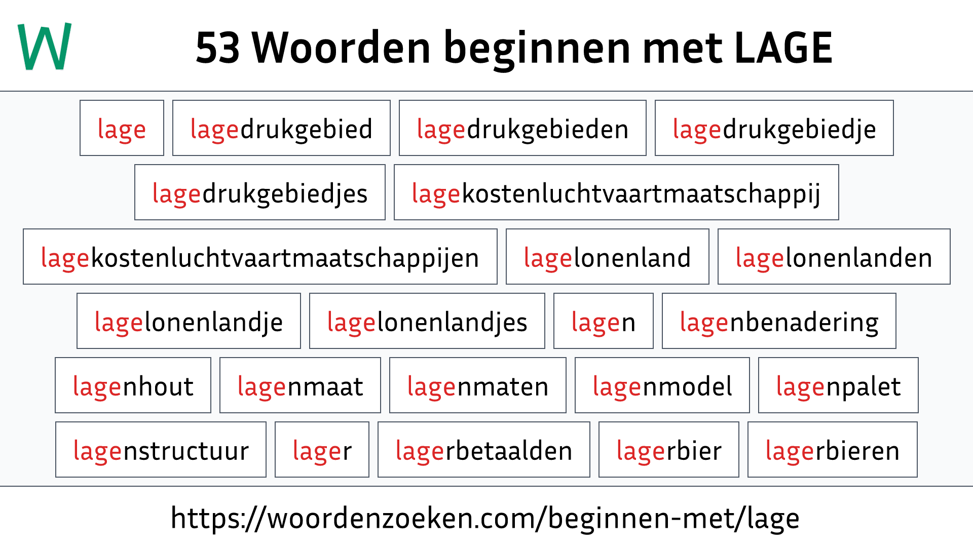 Woorden beginnen met LAGE