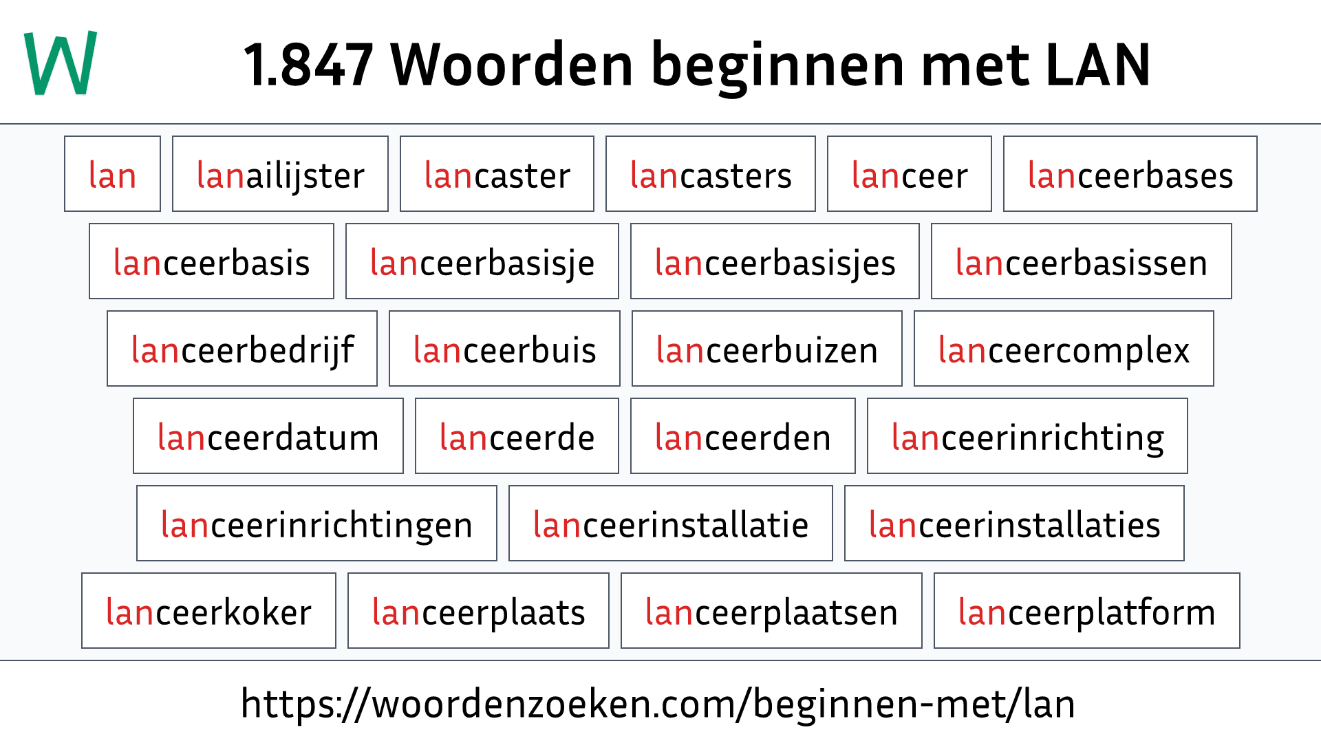 Woorden beginnen met LAN