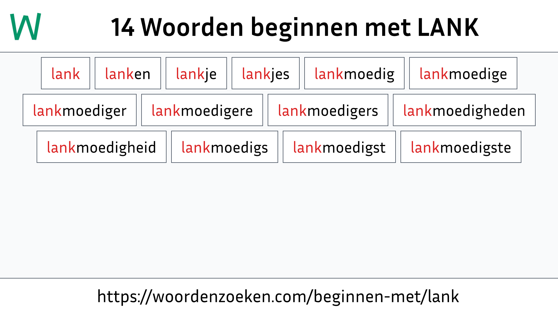 Woorden beginnen met LANK