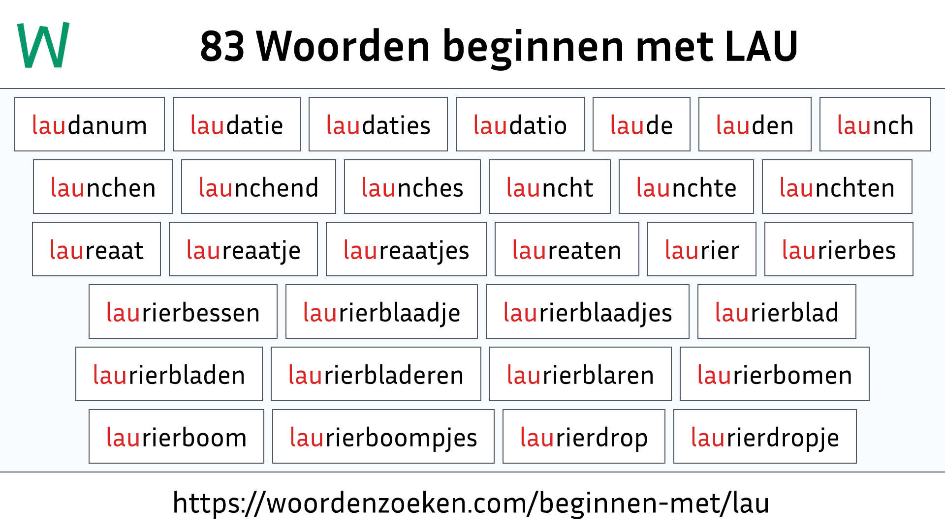 Woorden beginnen met LAU