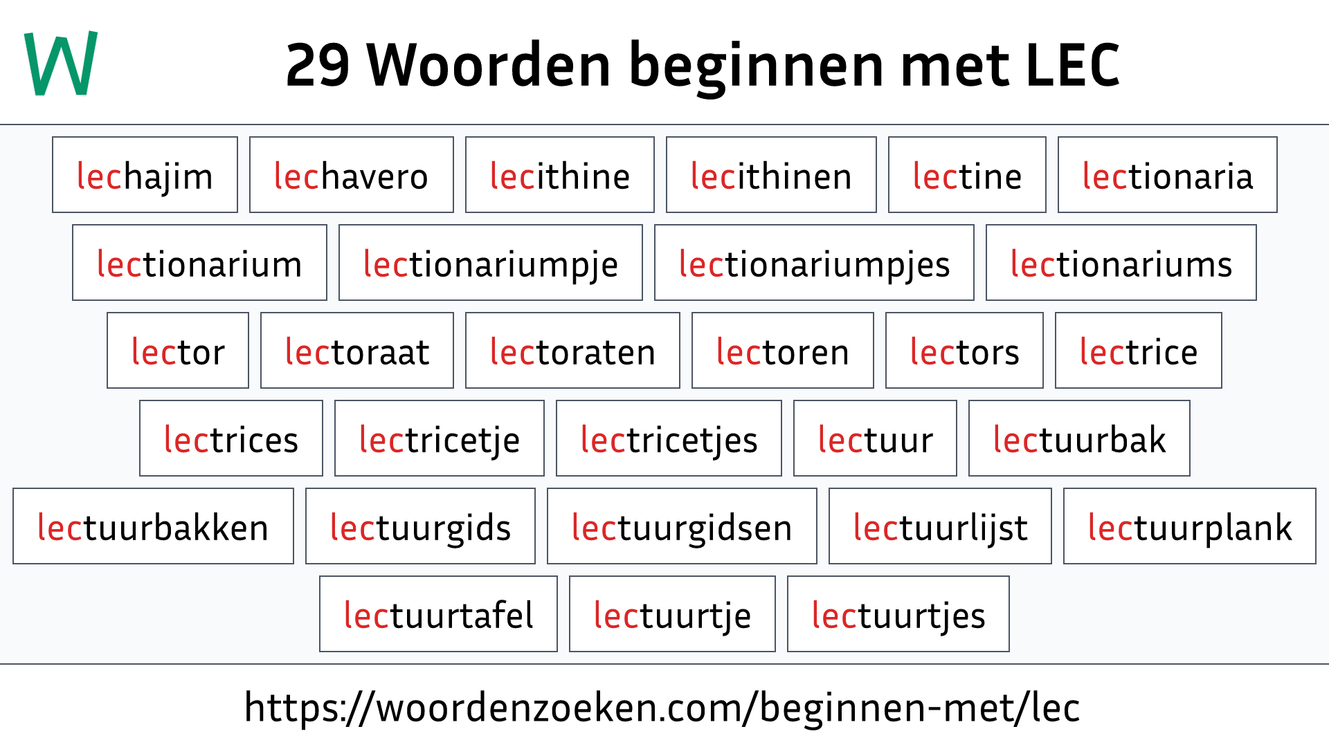 Woorden beginnen met LEC