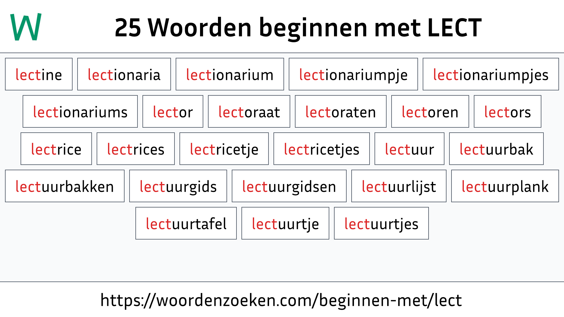 Woorden beginnen met LECT