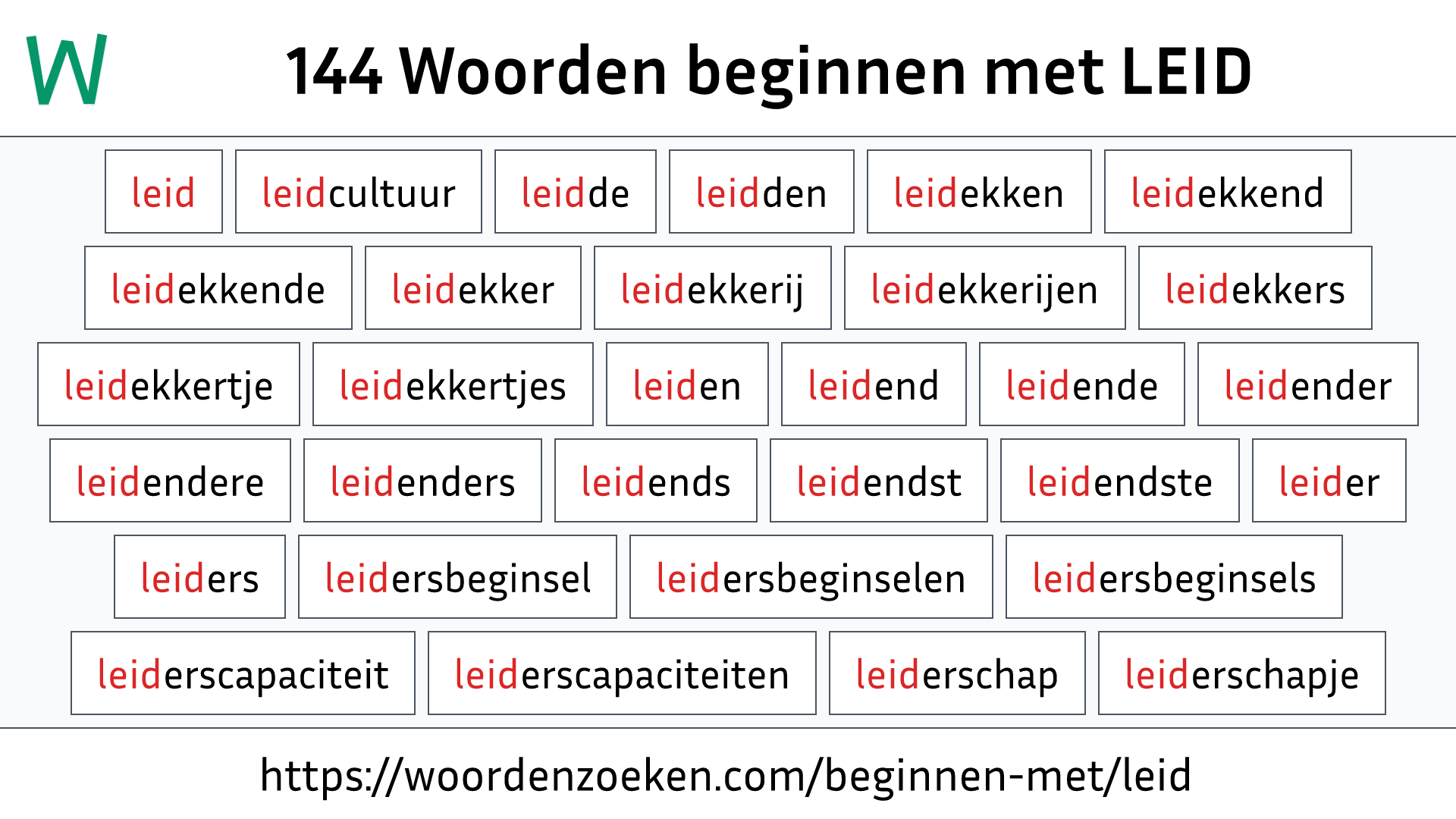 Woorden beginnen met LEID