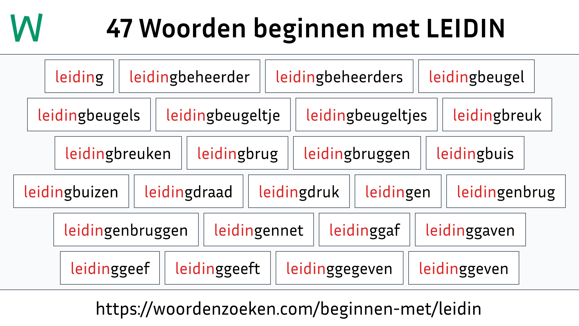 Woorden beginnen met LEIDIN