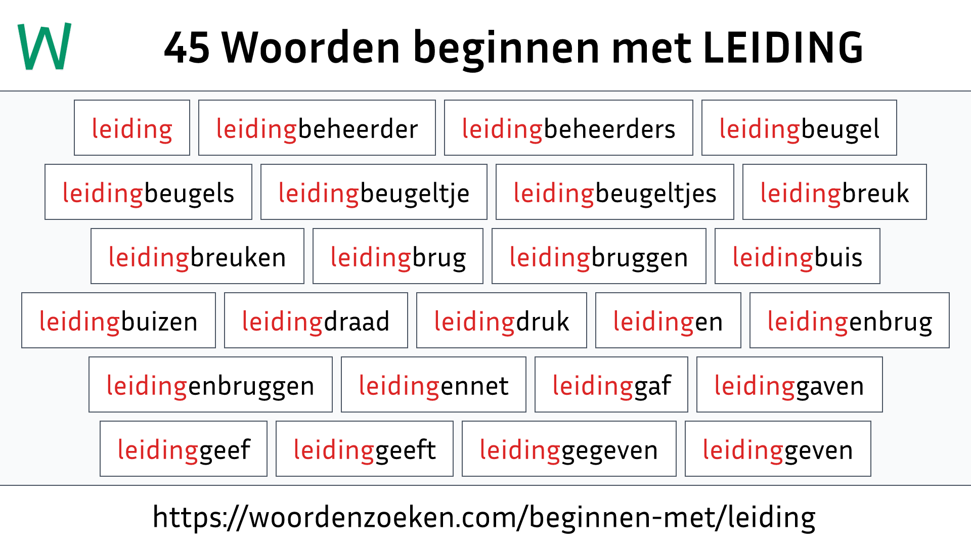 Woorden beginnen met LEIDING