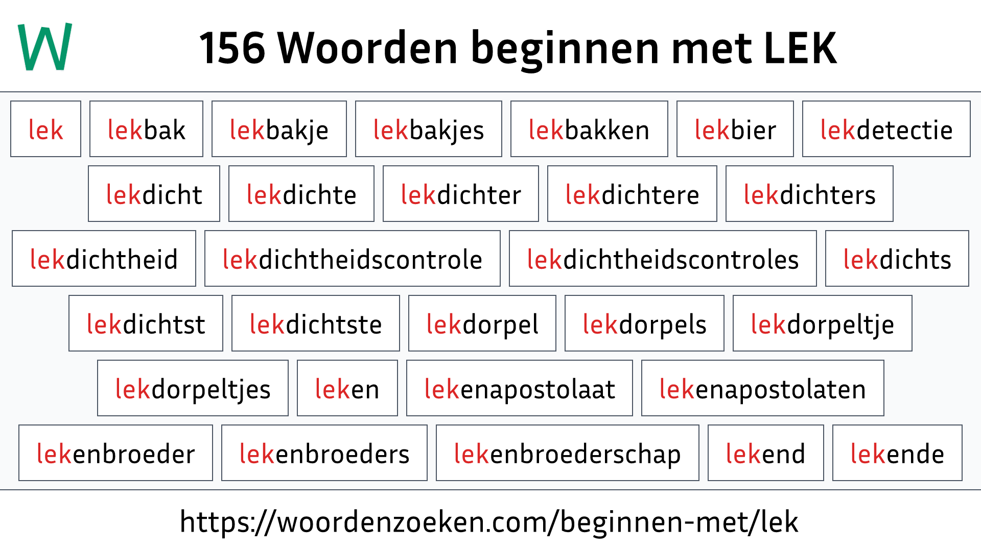 Woorden beginnen met LEK