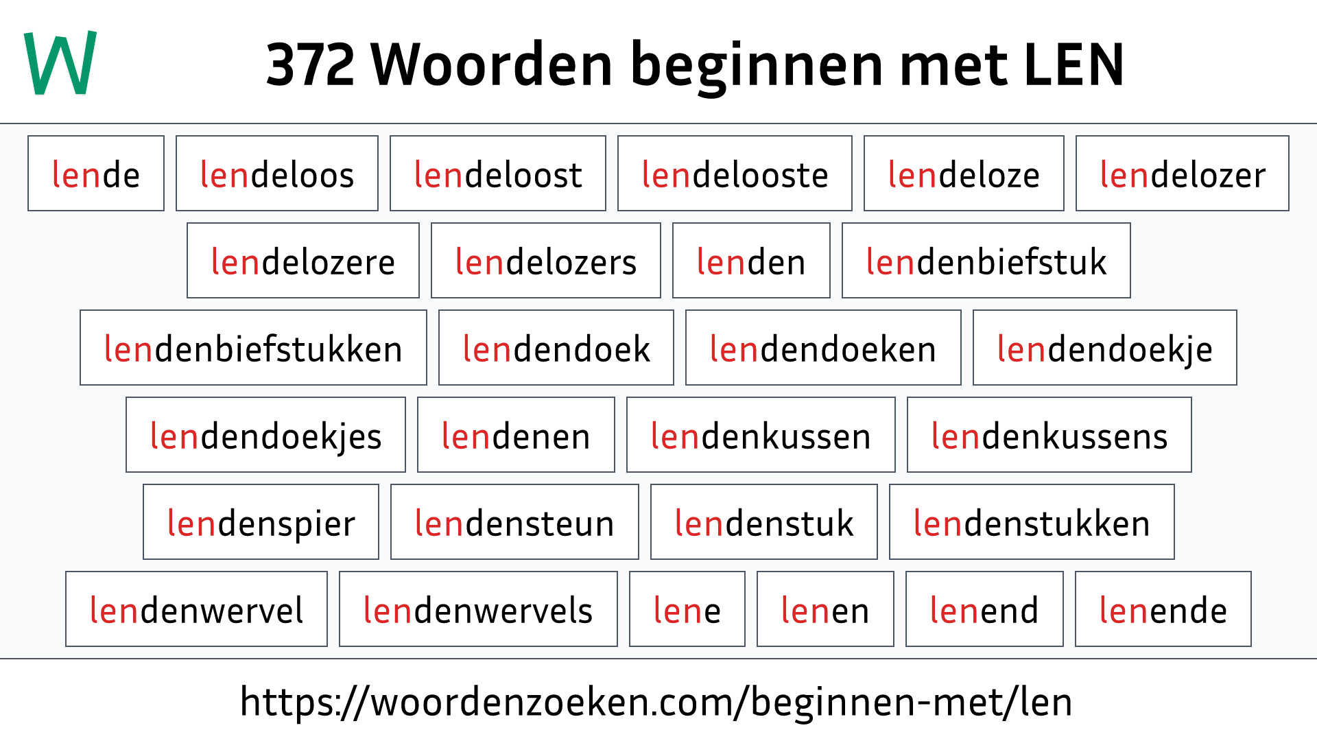 Woorden beginnen met LEN