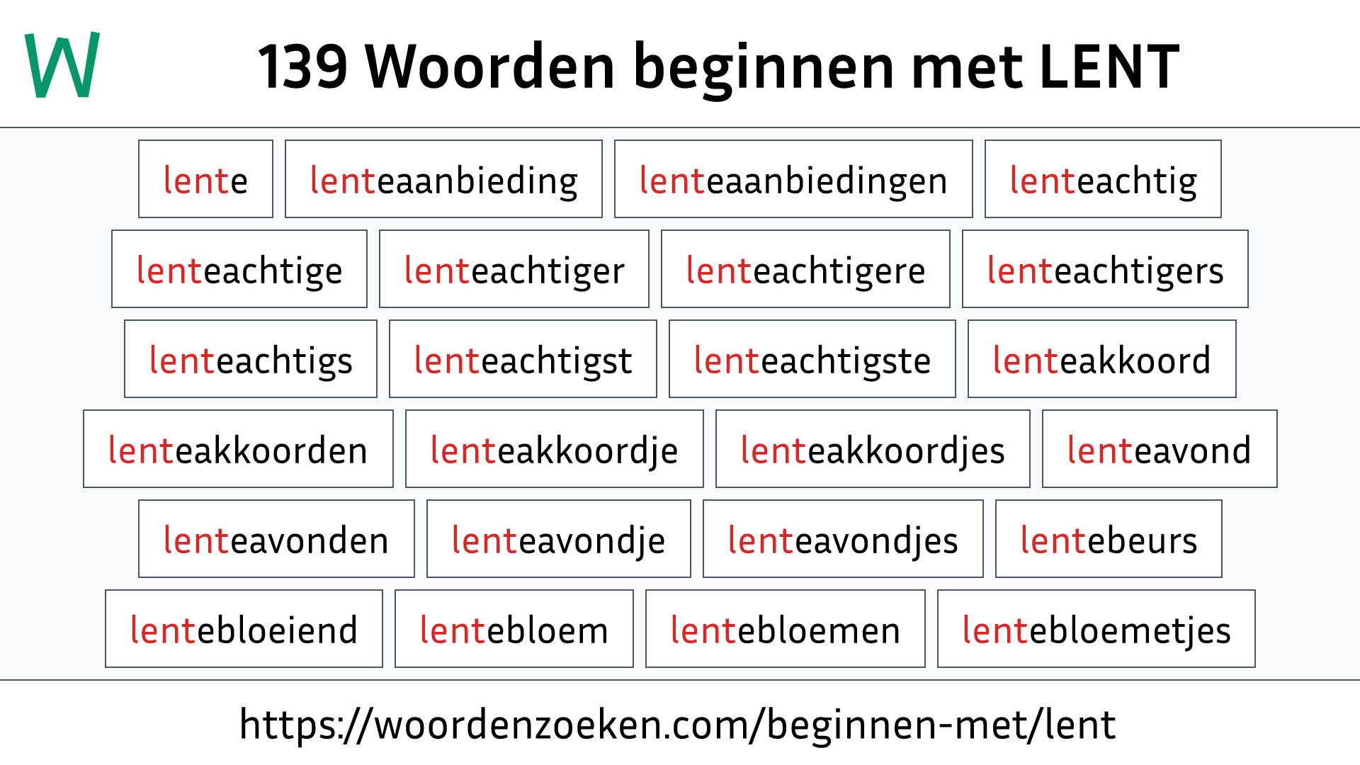 Woorden beginnen met LENT