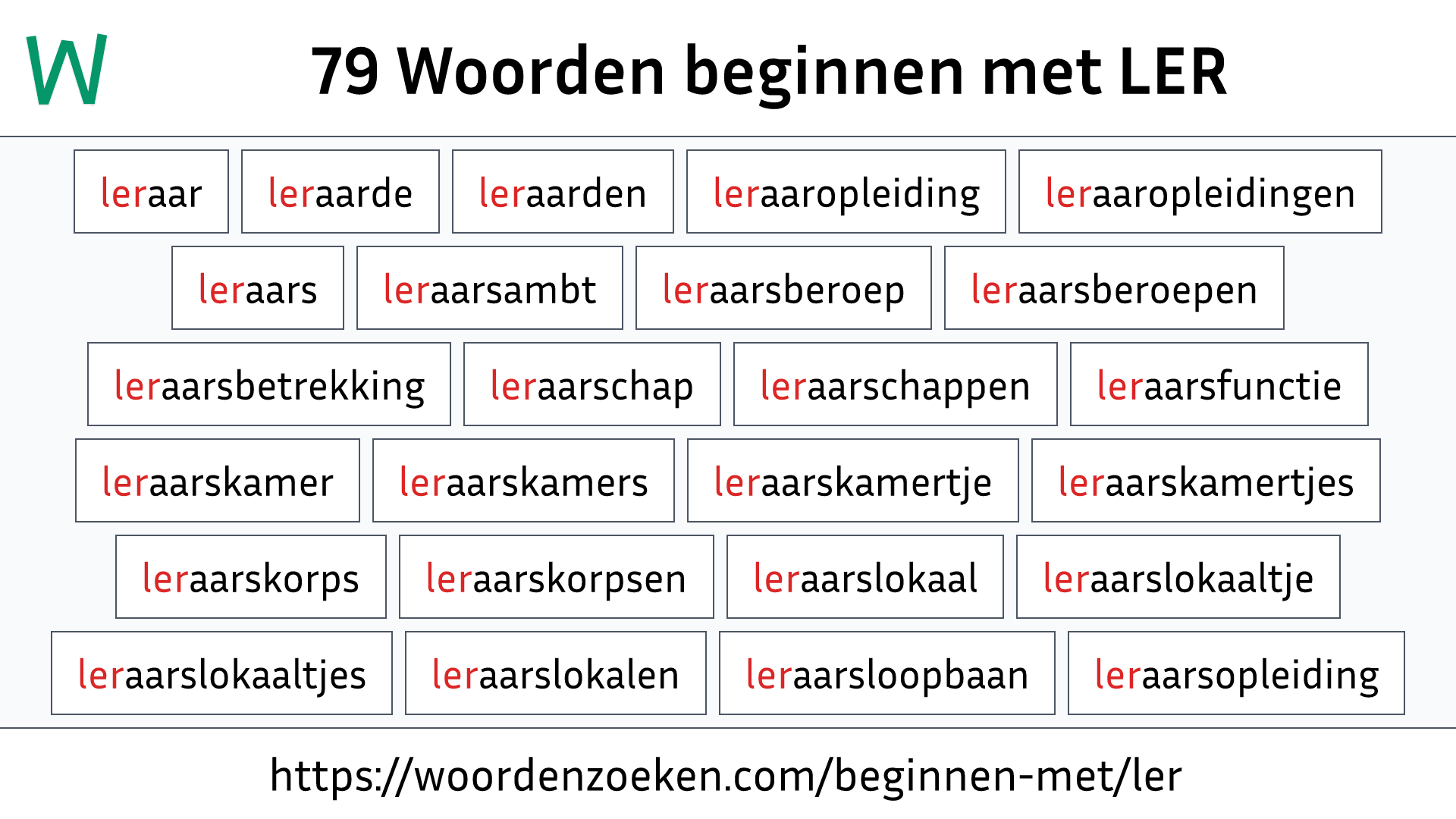 Woorden beginnen met LER