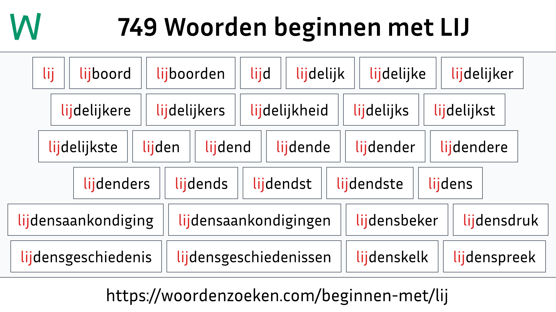 Woorden beginnen met LIJ