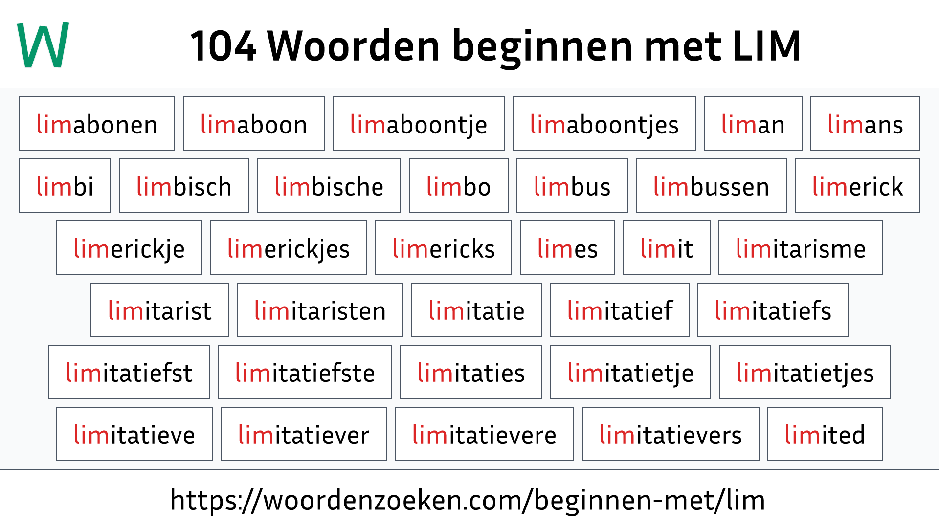 Woorden beginnen met LIM