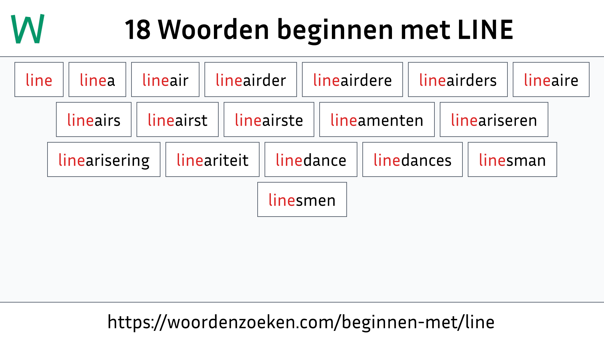 Woorden beginnen met LINE