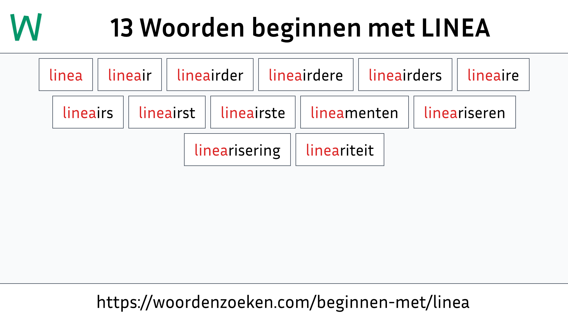 Woorden beginnen met LINEA