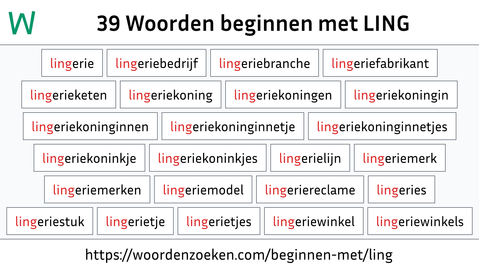 Woorden beginnen met LING