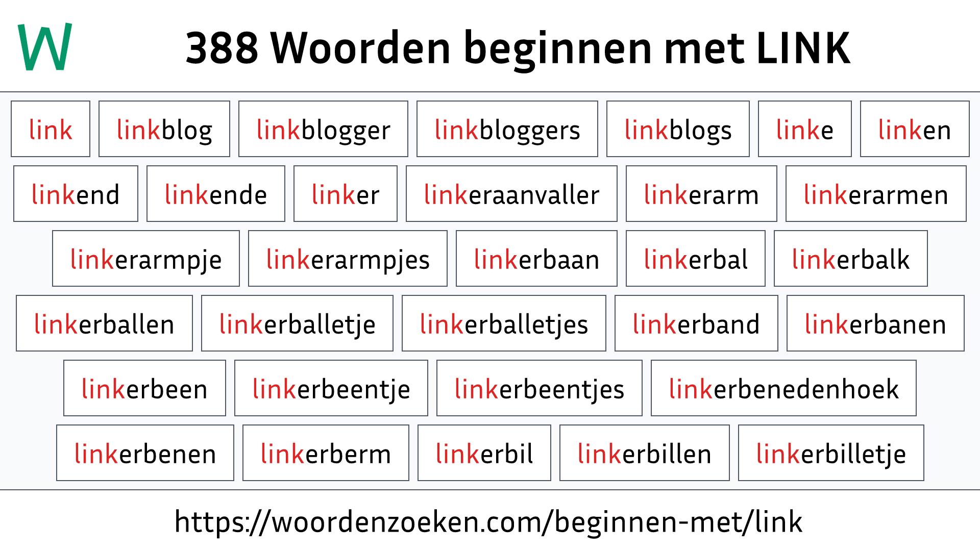 Woorden beginnen met LINK