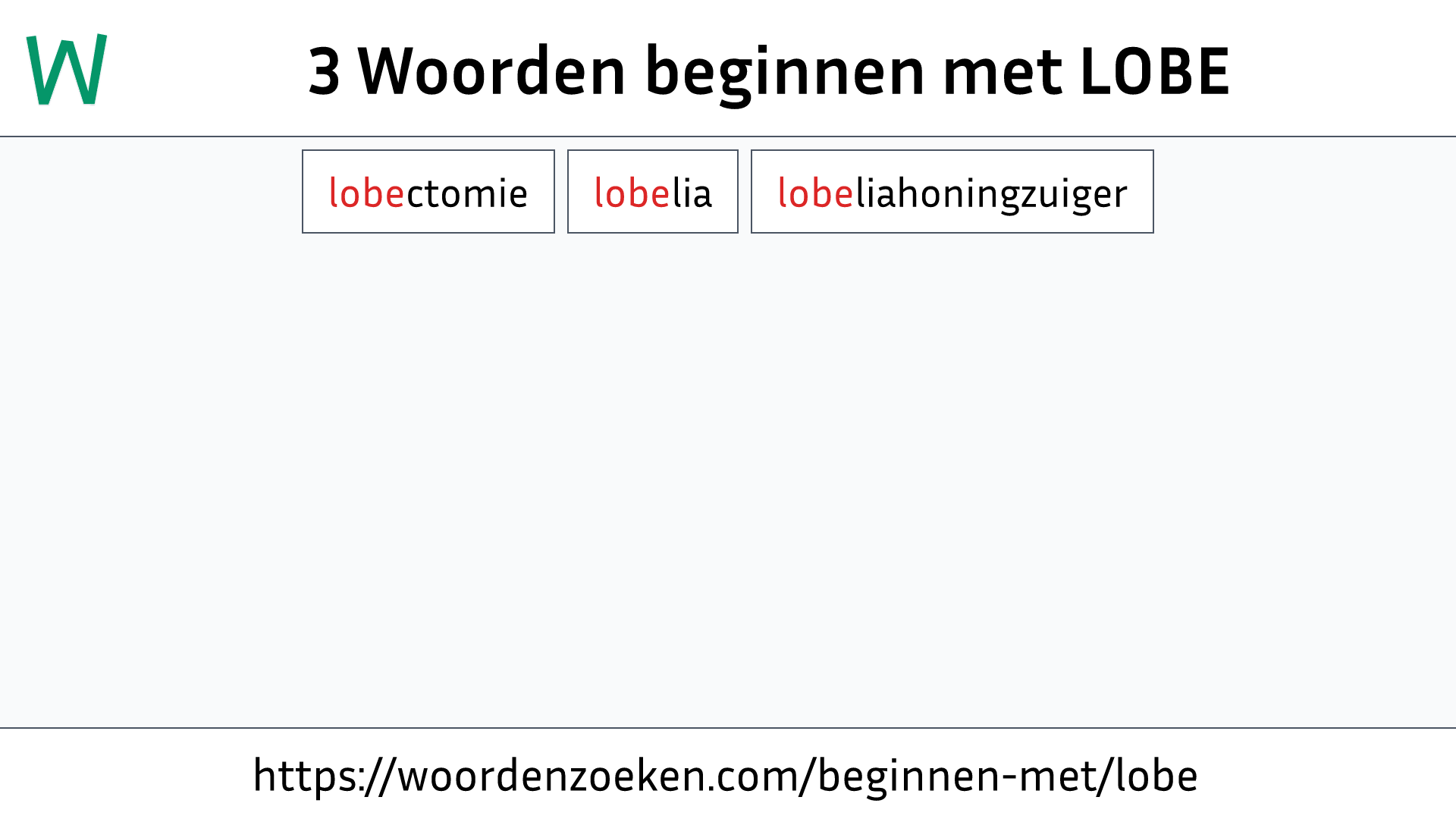 Woorden beginnen met LOBE