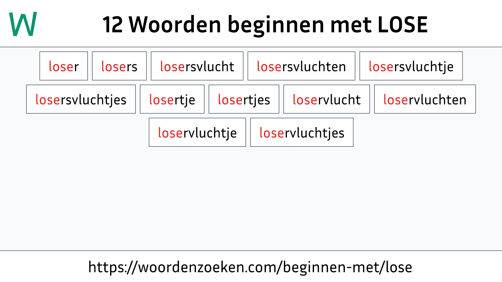 Woorden beginnen met LOSE