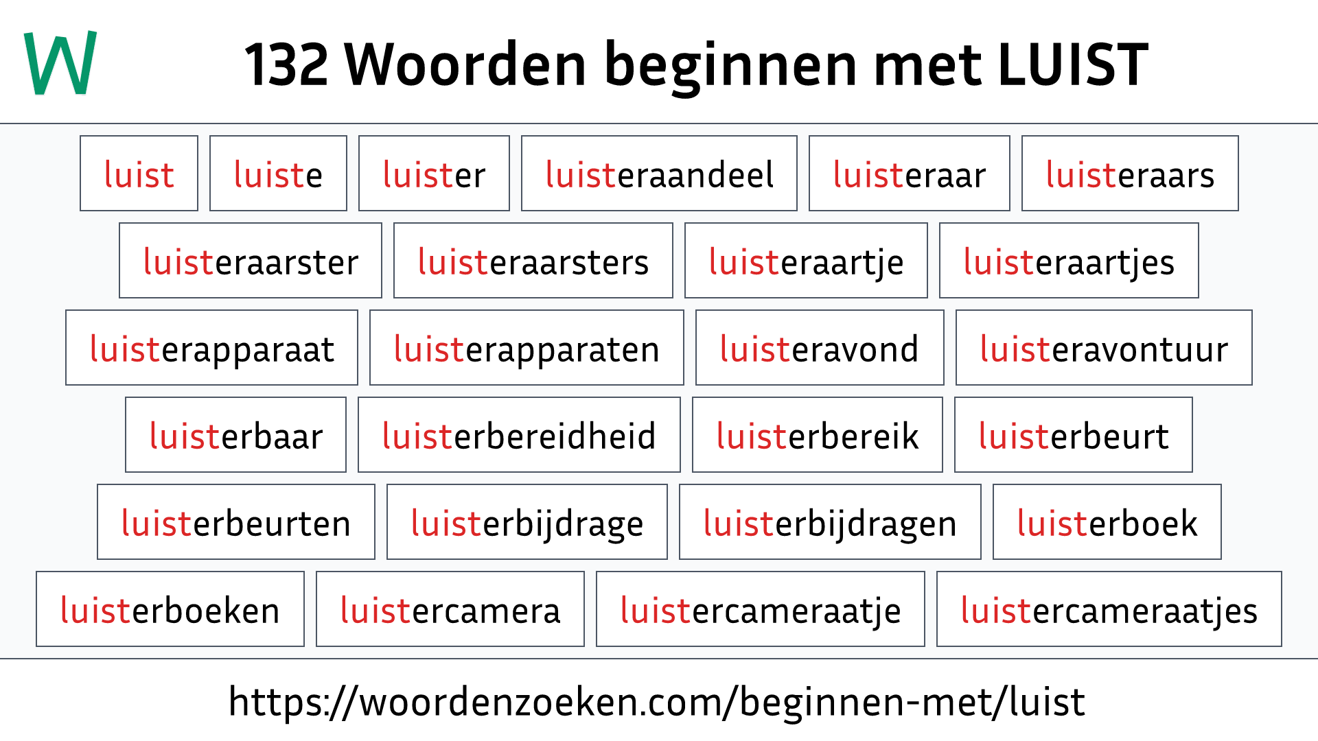 Woorden beginnen met LUIST