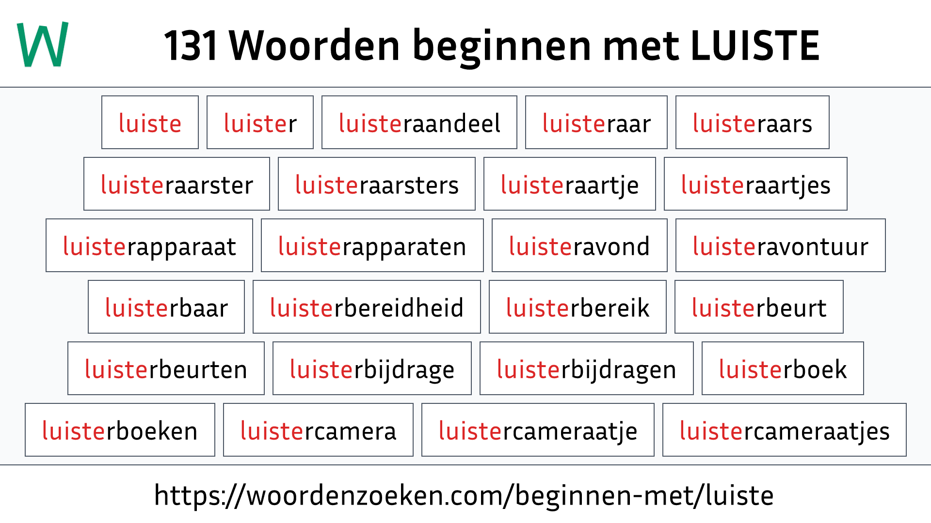 Woorden beginnen met LUISTE