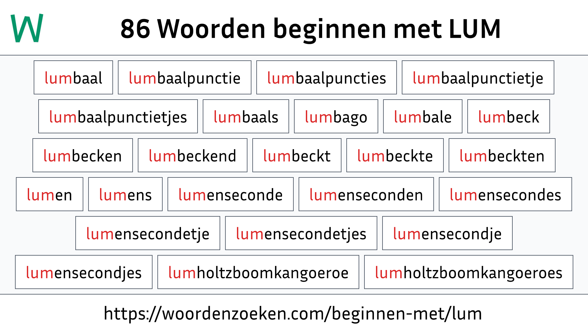 Woorden beginnen met LUM