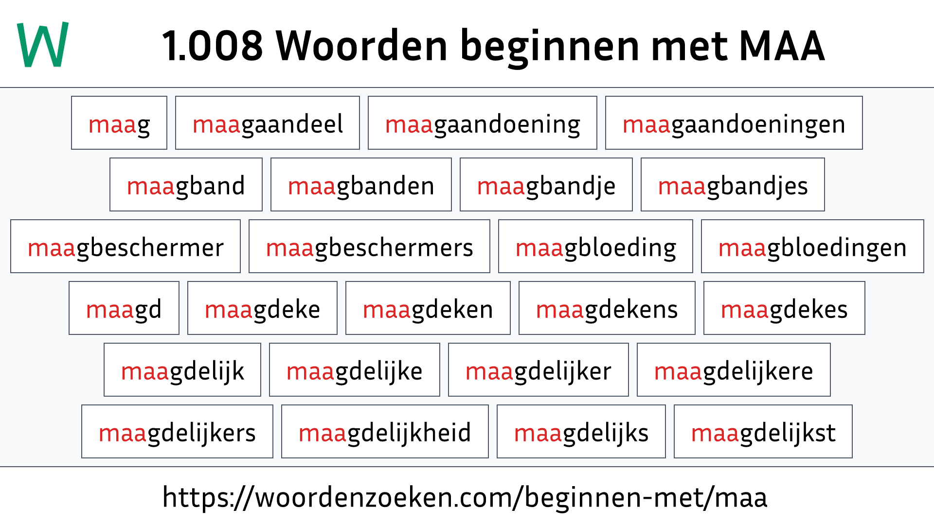 Woorden beginnen met MAA