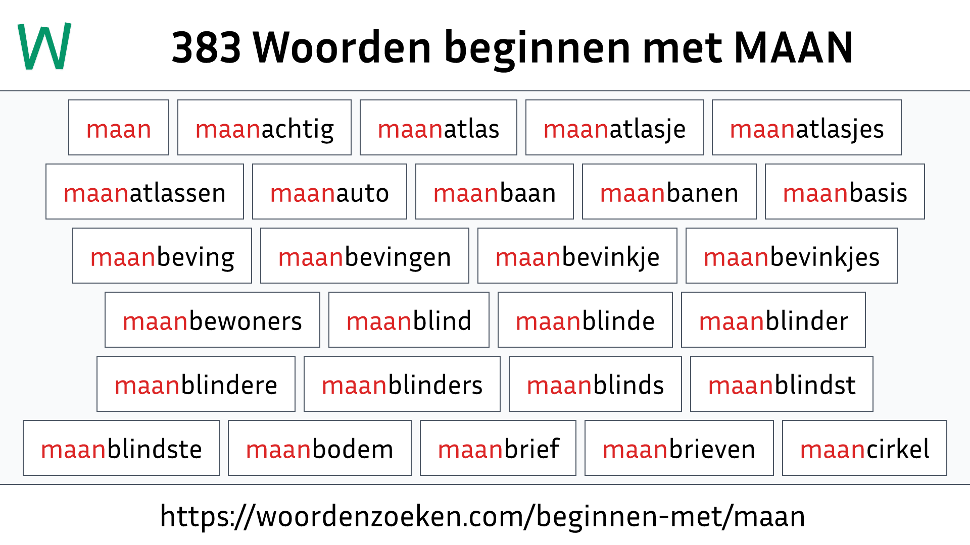 Woorden beginnen met MAAN