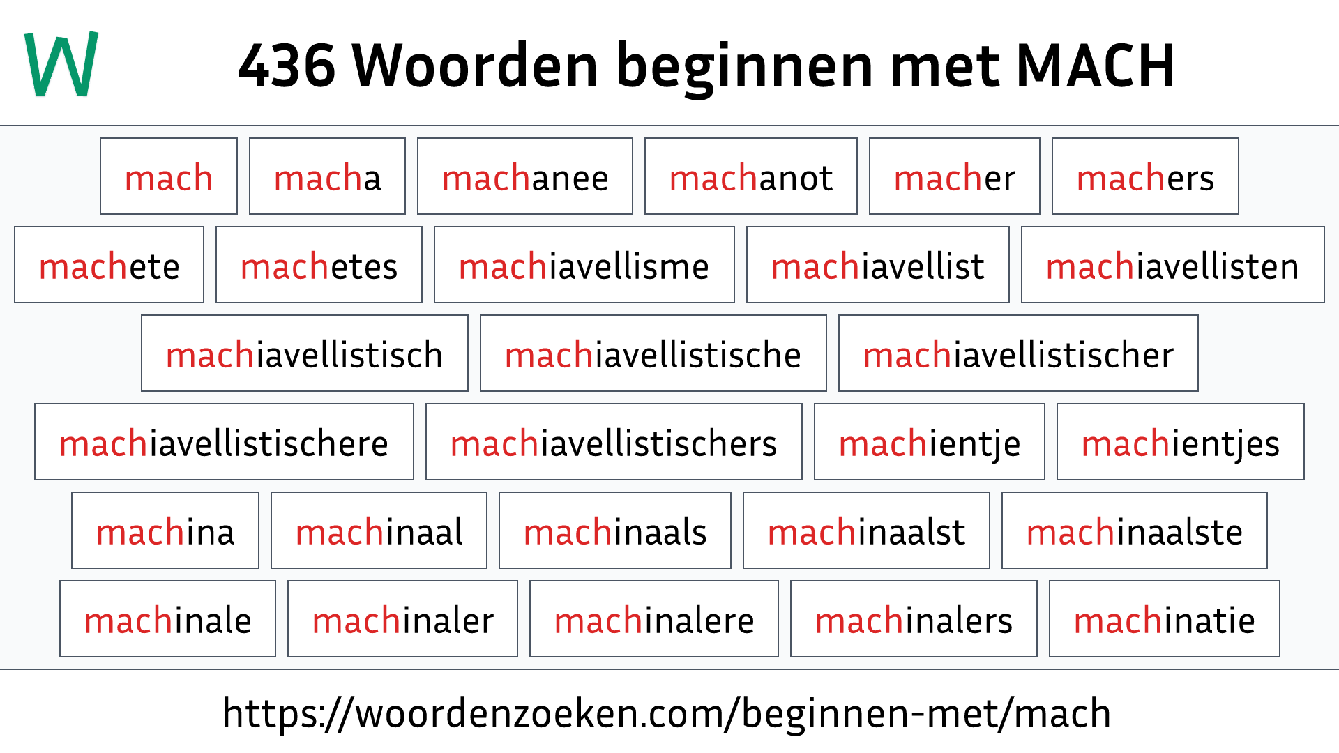 Woorden beginnen met MACH