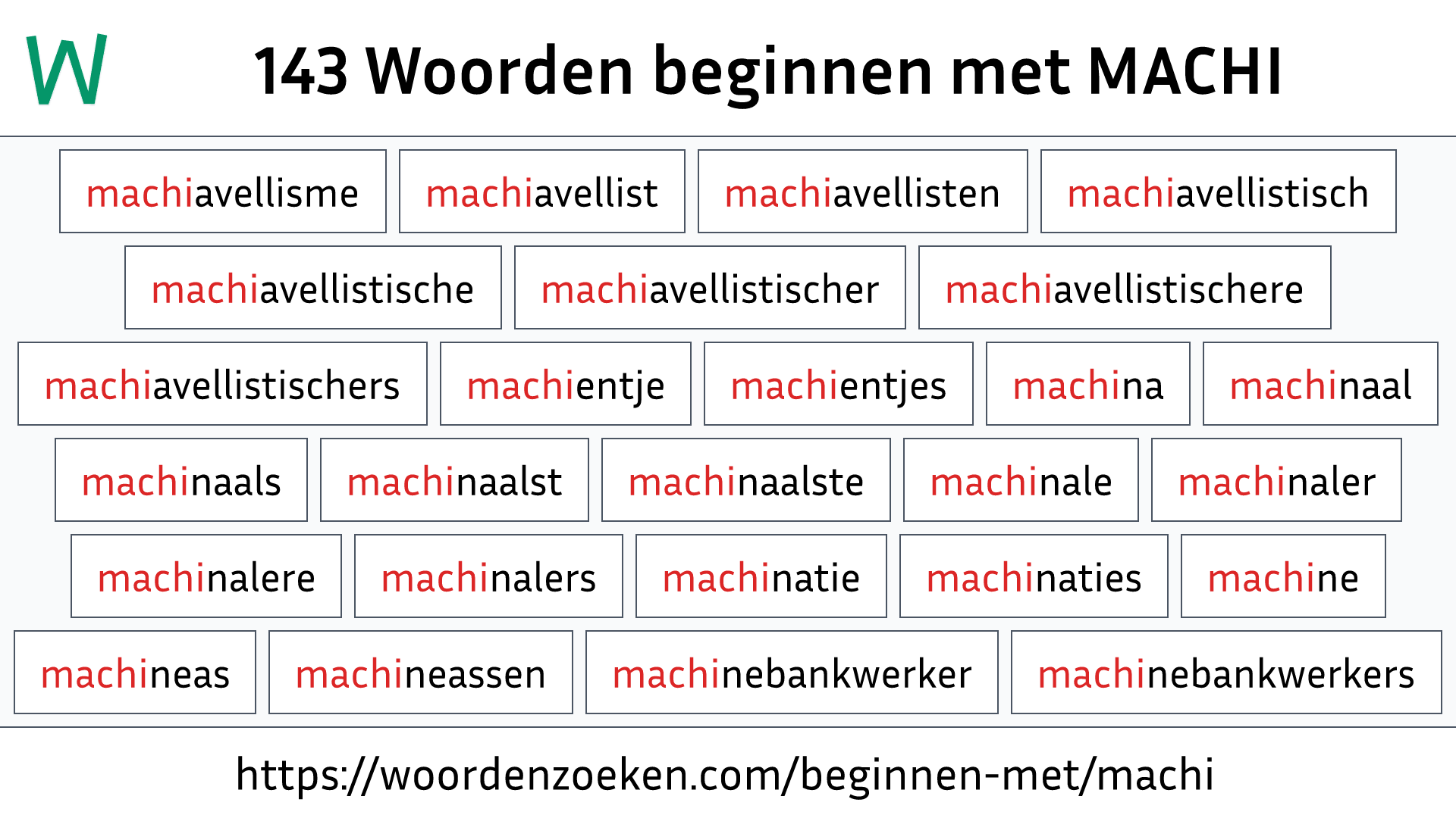 Woorden beginnen met MACHI