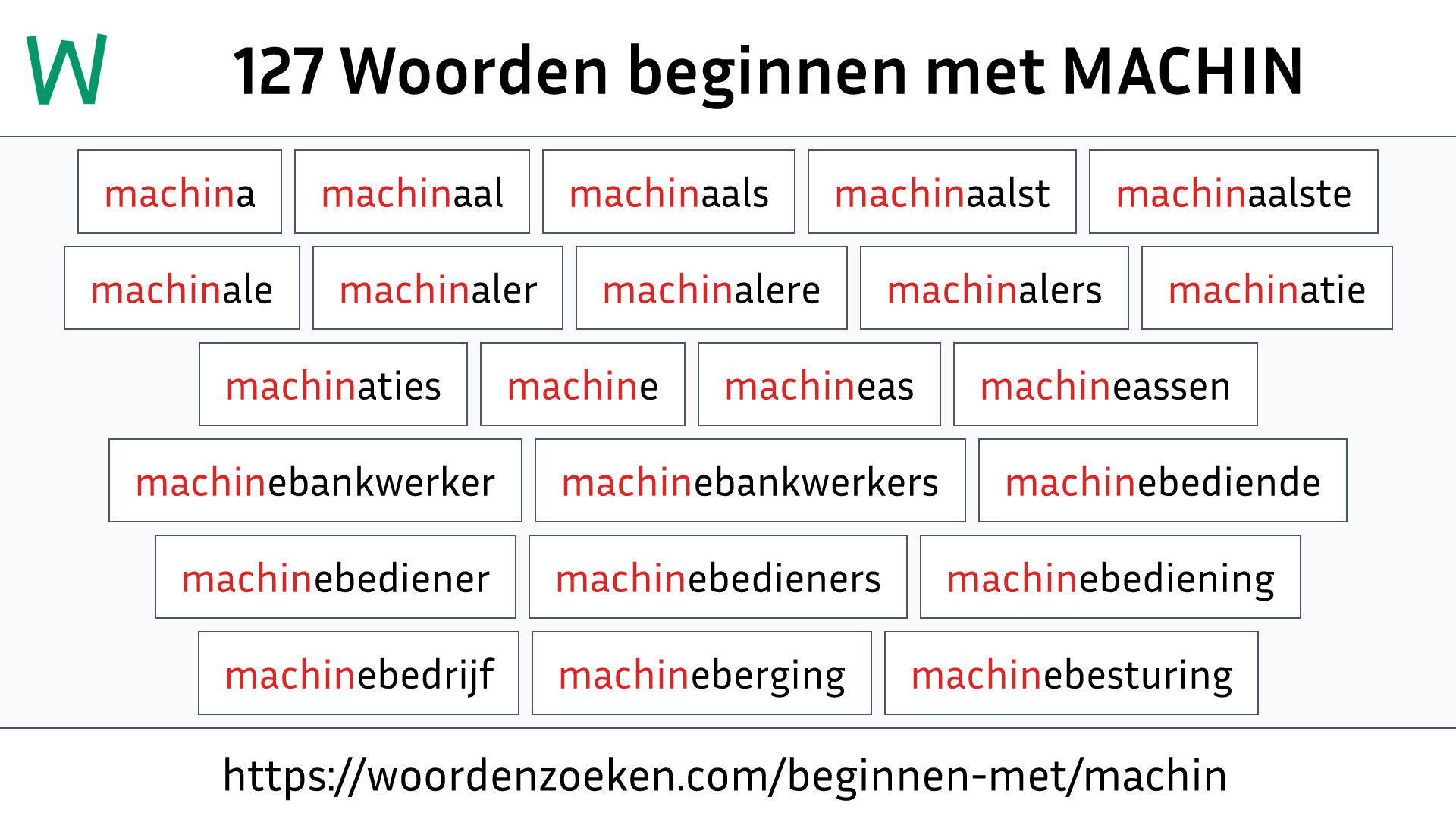 Woorden beginnen met MACHIN